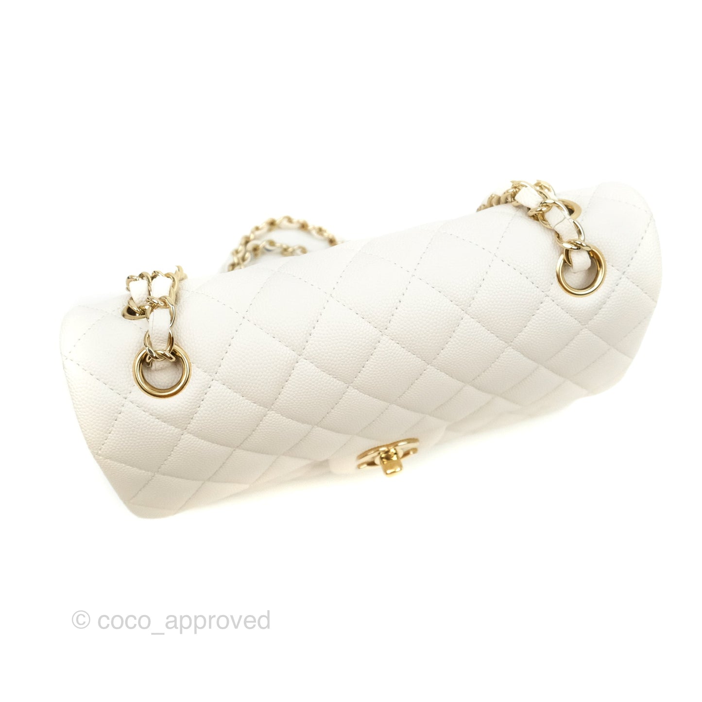 Chanel Classic Small S/M Flap White Caviar Gold Hardware