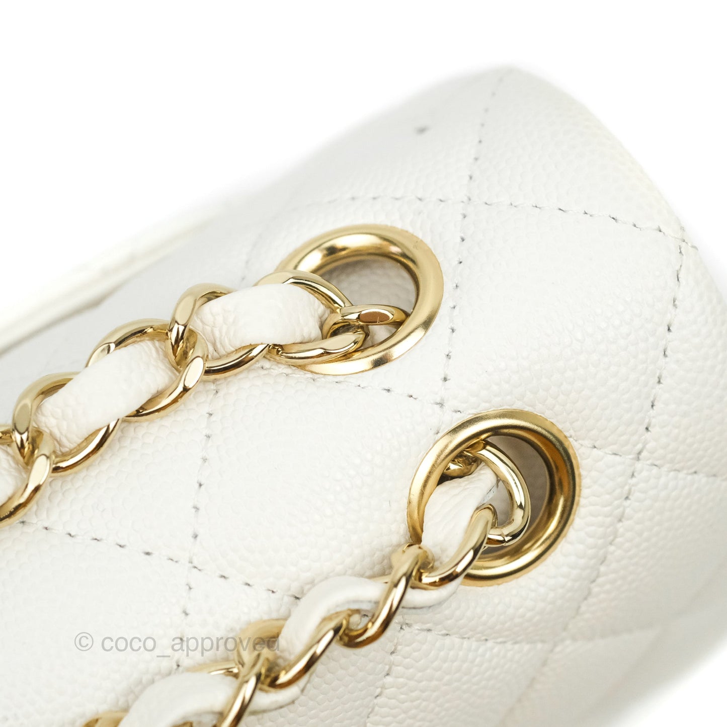 Chanel Classic Small S/M Flap White Caviar Gold Hardware