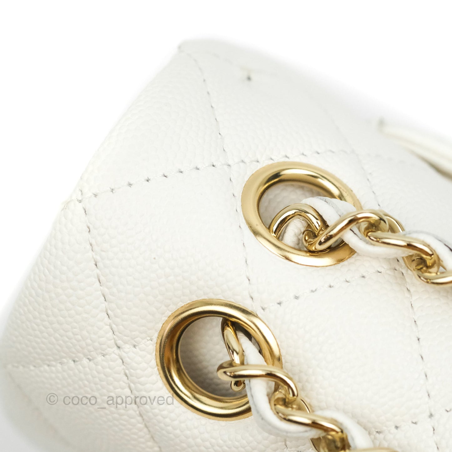 Chanel Classic Small S/M Flap White Caviar Gold Hardware