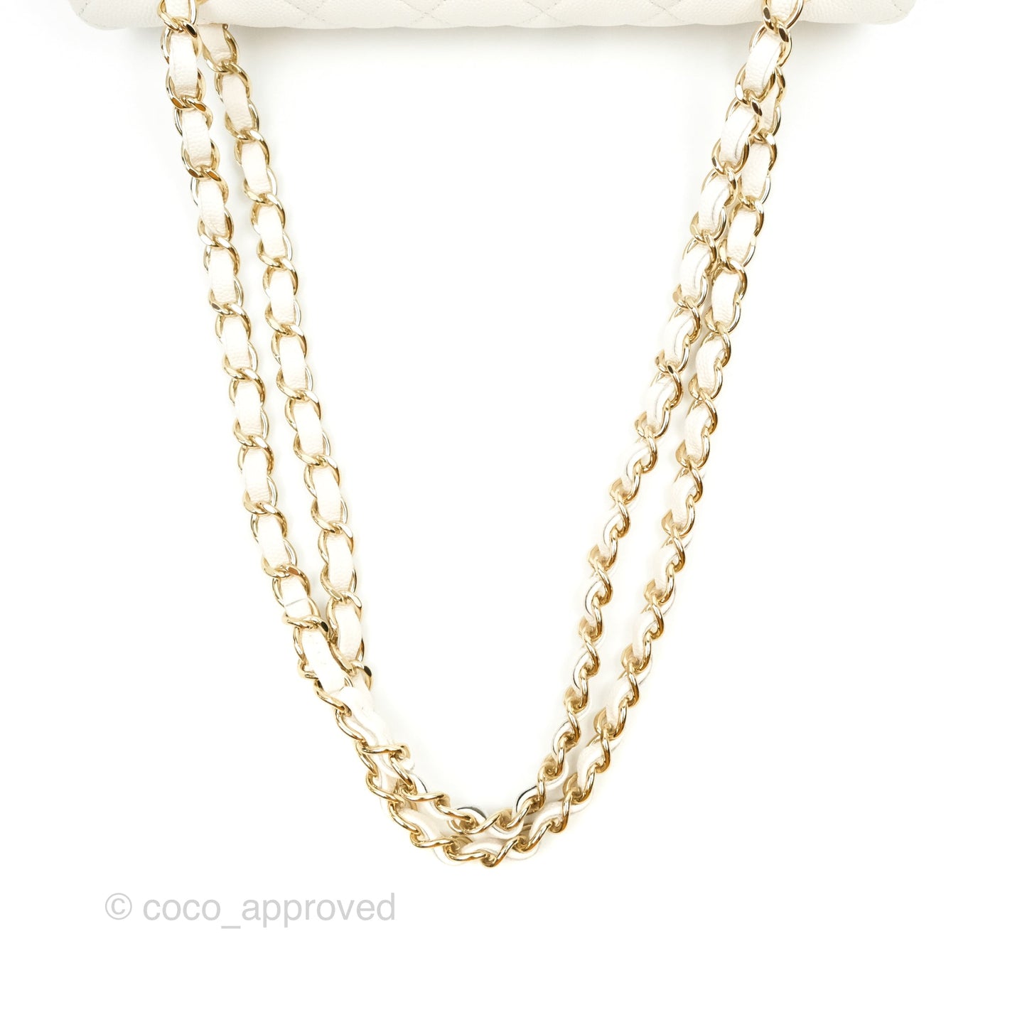 Chanel Classic Small S/M Flap White Caviar Gold Hardware