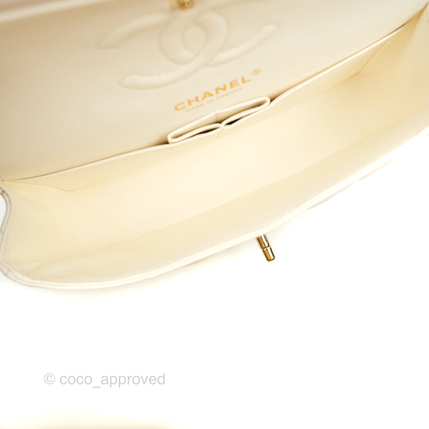 Chanel Classic Small S/M Flap White Caviar Gold Hardware