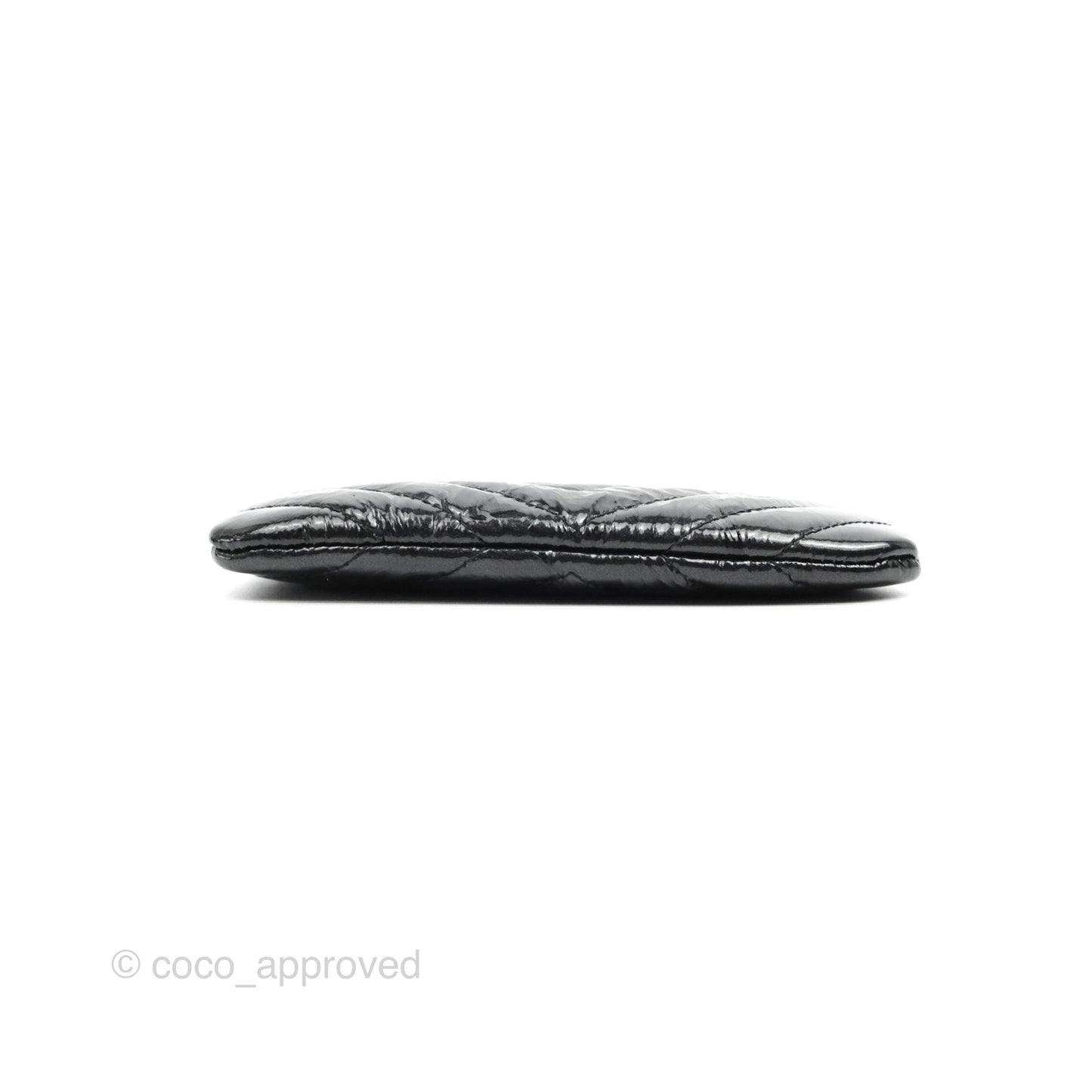 Chanel Chevron Mini O Case Black Shiny Aged Calfskin So Black
