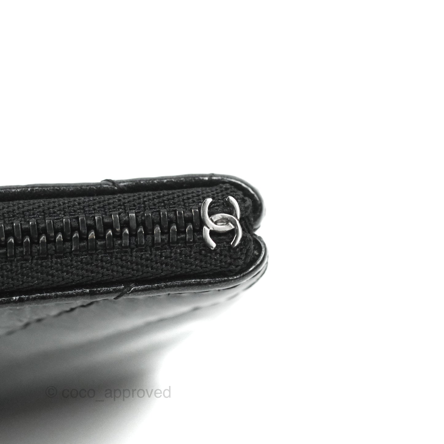 Chanel Chevron Mini O Case Black Shiny Aged Calfskin So Black
