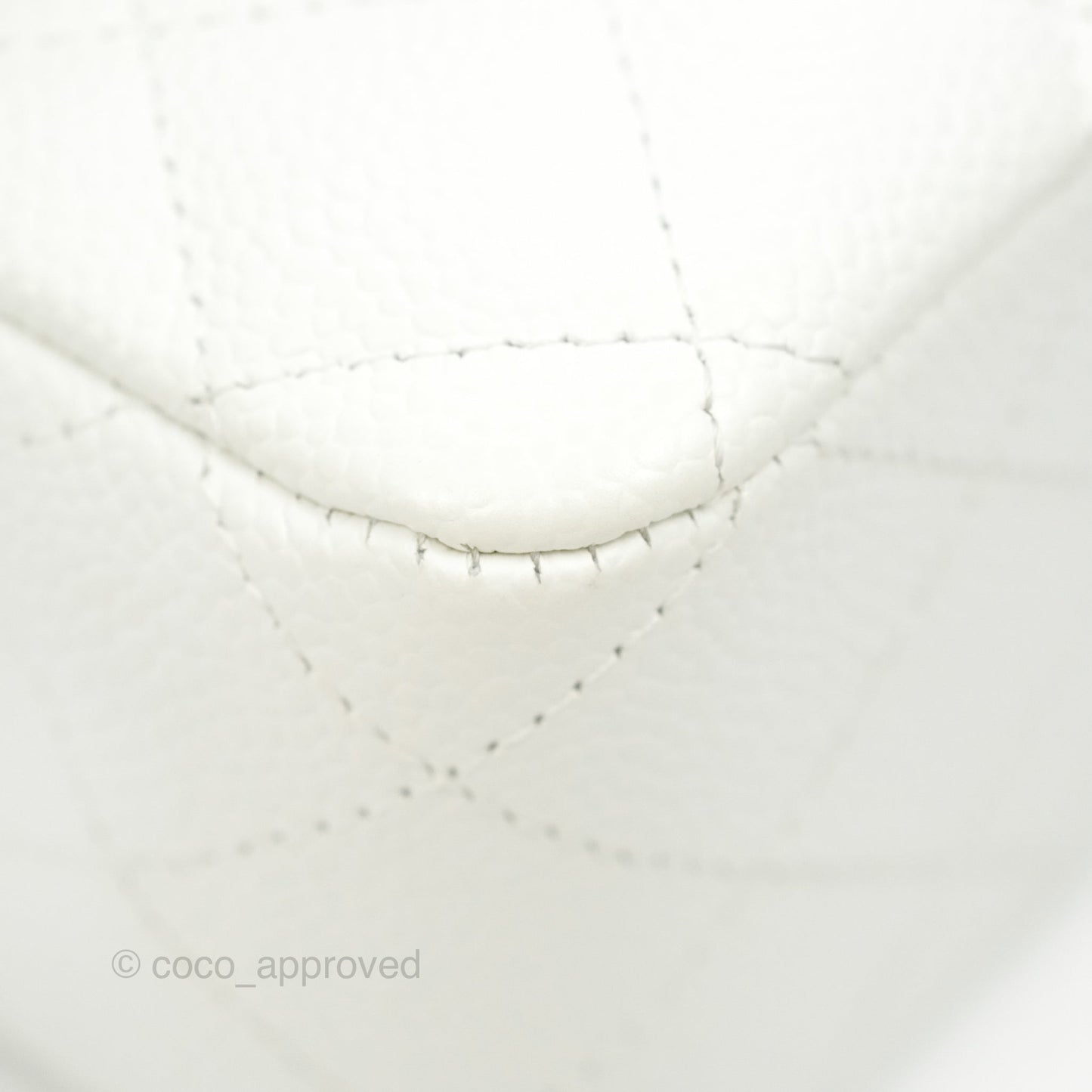 Chanel Quilted M/L Medium Double Flap White Caviar Silver Hardware