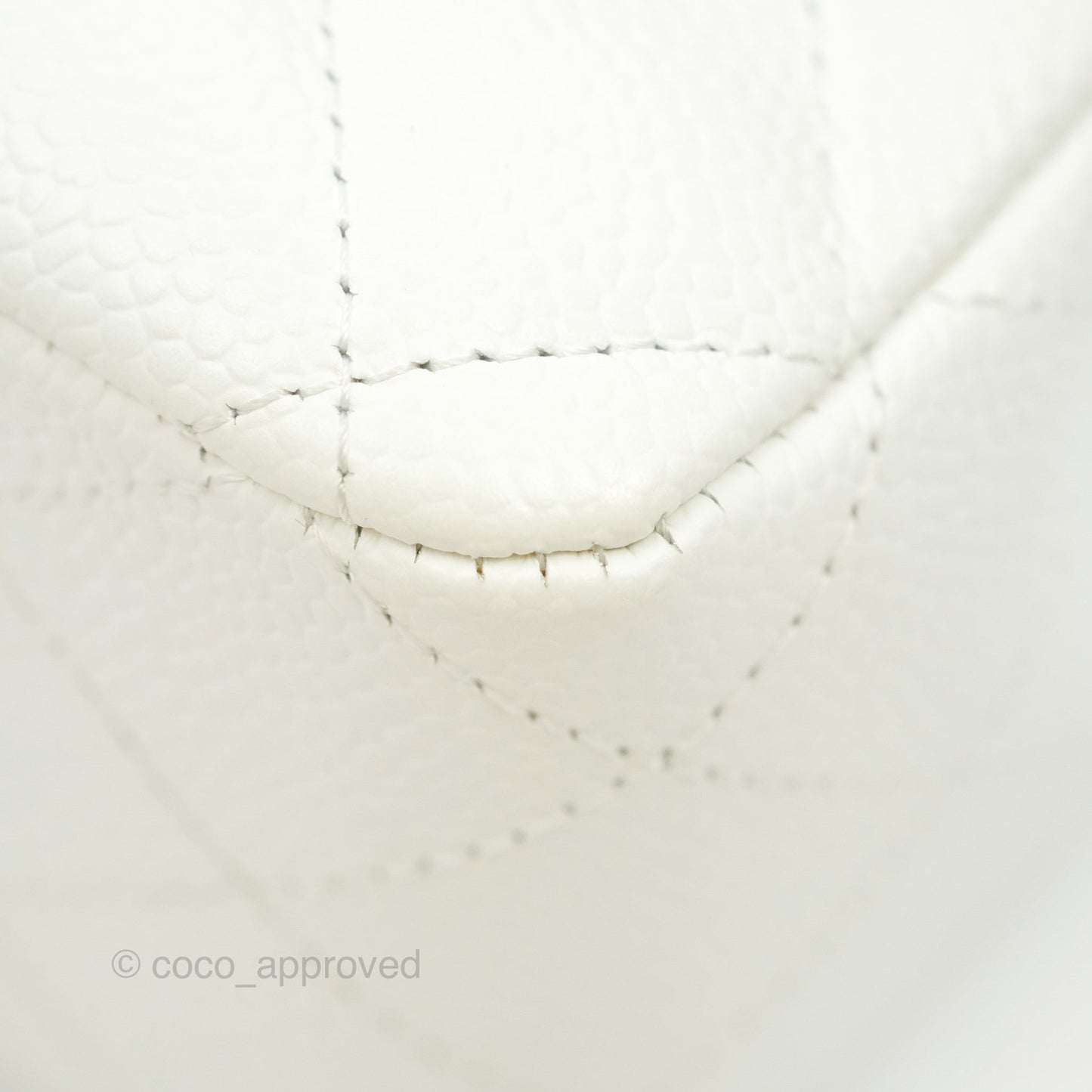Chanel Quilted M/L Medium Double Flap White Caviar Silver Hardware