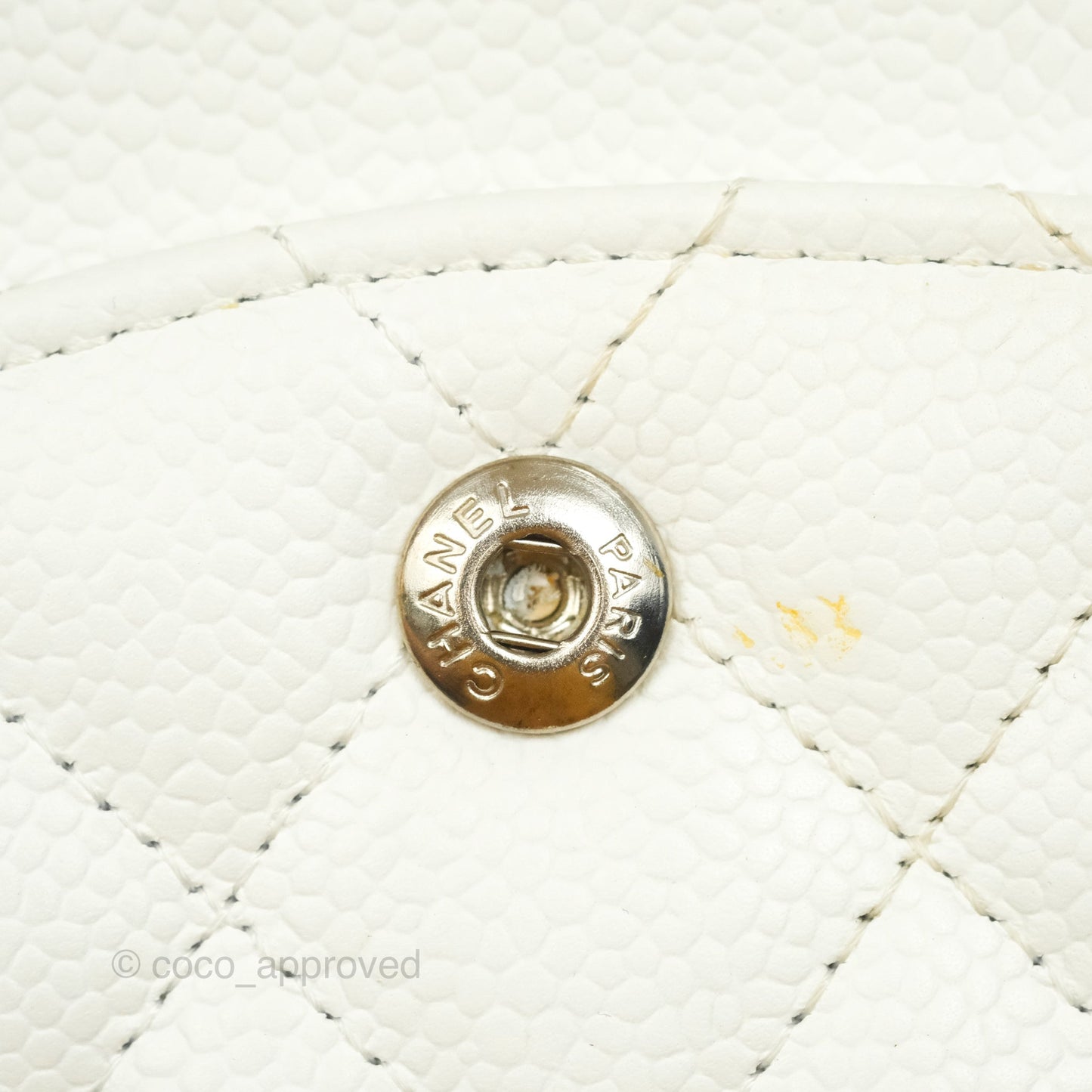 Chanel Quilted M/L Medium Double Flap White Caviar Silver Hardware