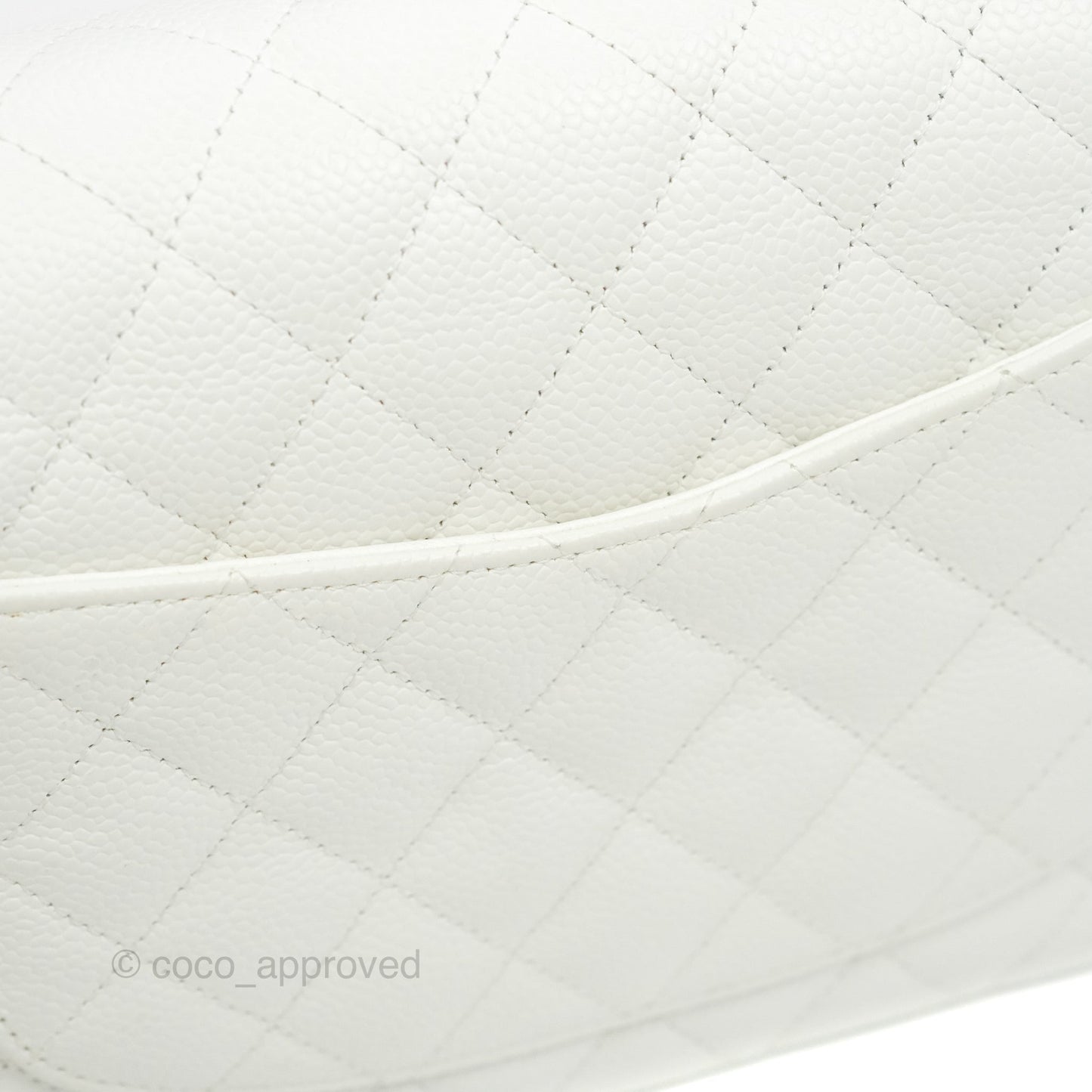 Chanel Quilted M/L Medium Double Flap White Caviar Silver Hardware