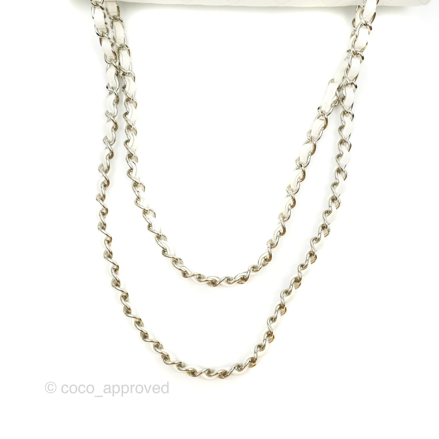 Chanel Quilted M/L Medium Double Flap White Caviar Silver Hardware