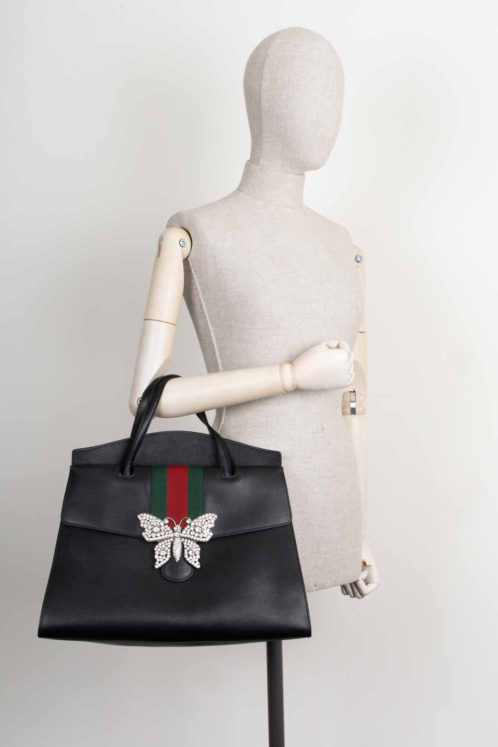 Luxury Gucci Trending 2025 Totem Top Handle Bag Leather Black