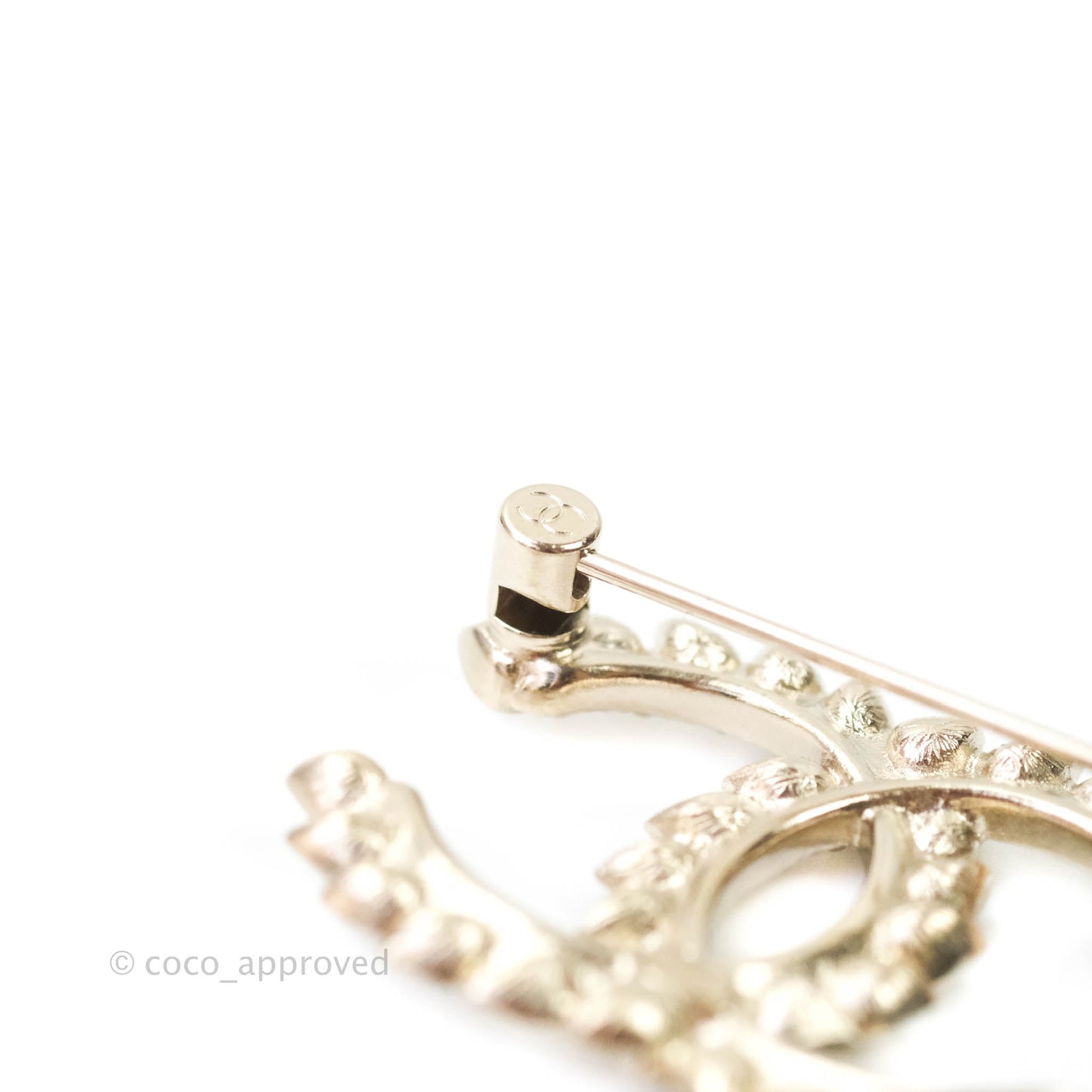 Chanel CC Crystal Brooch Light Gold Tone 20A