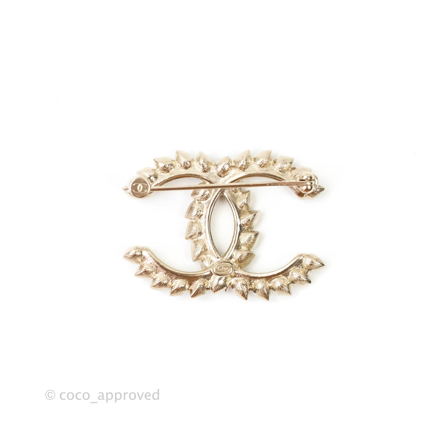 Chanel CC Crystal Brooch Light Gold Tone 20A