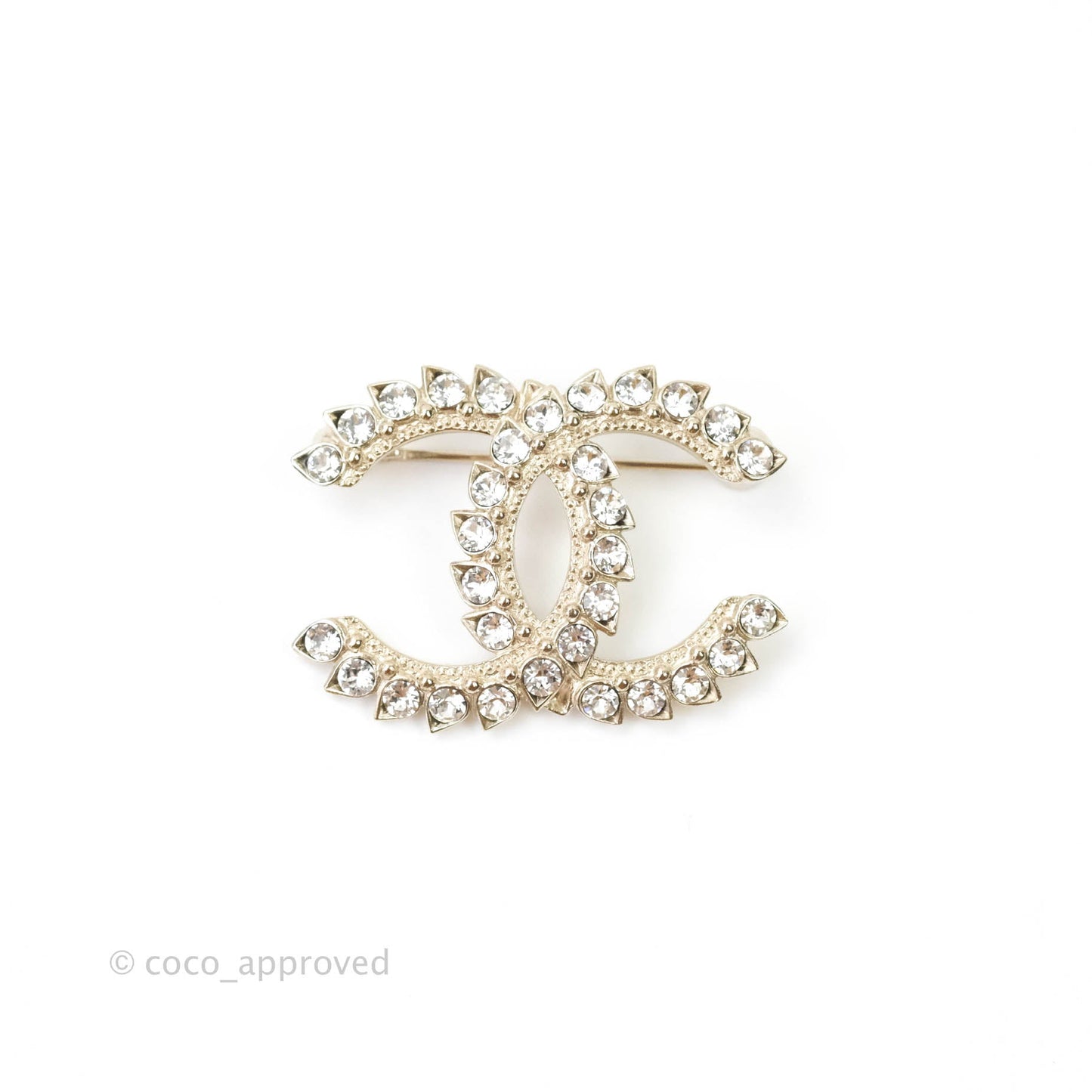 Chanel CC Crystal Brooch Light Gold Tone 20A