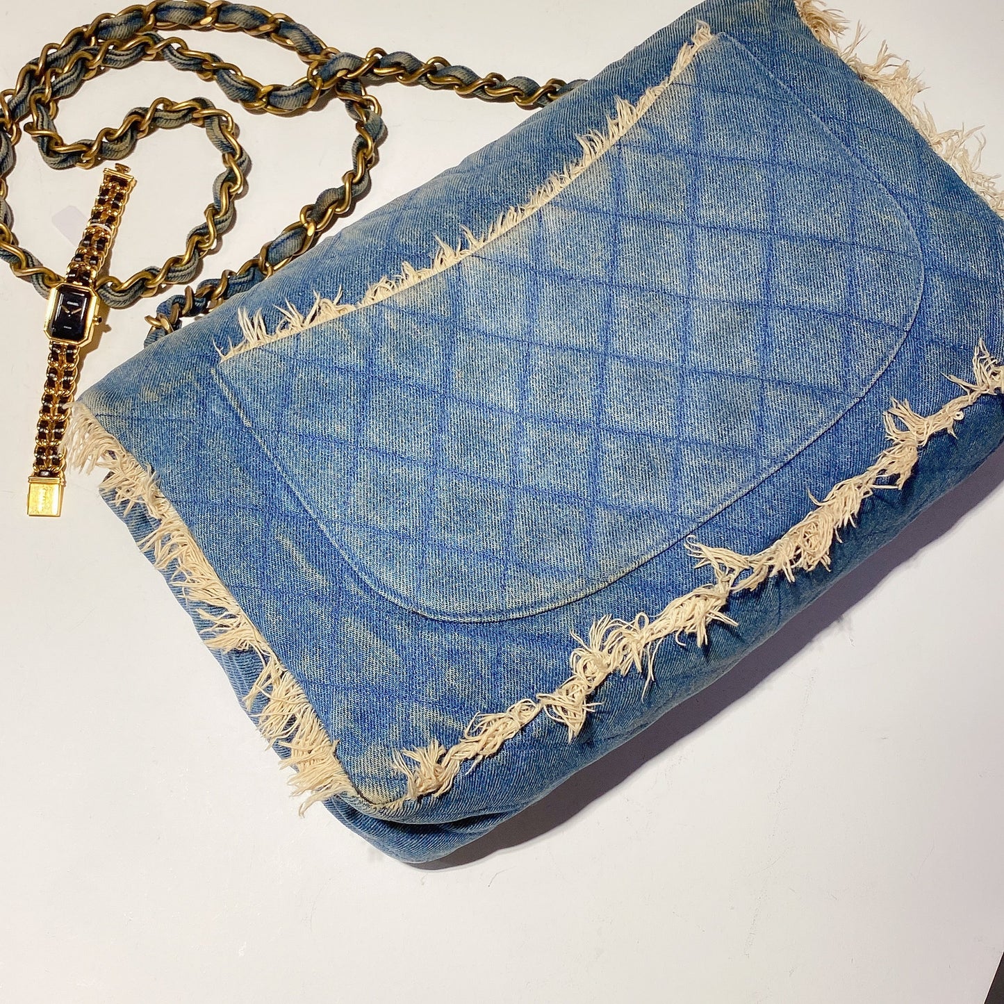 No.2353-Chanel Vintage Denim Maxi Jumbo Flap Bag