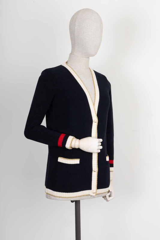 Luxury Gucci Trending 2025 Knit Cardigan Framed Navy