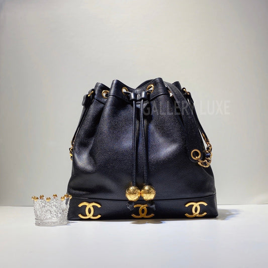 No.3227-Chanel Vintage Caviar Triple CC Bucket Bag