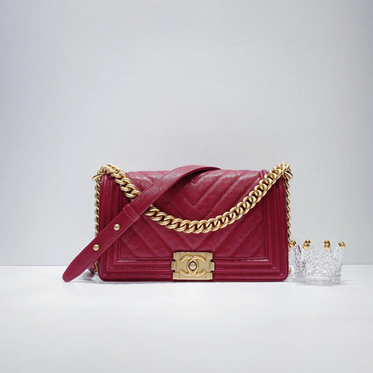 No.3410-Chanel Caviar Chevron Boy 25cm
