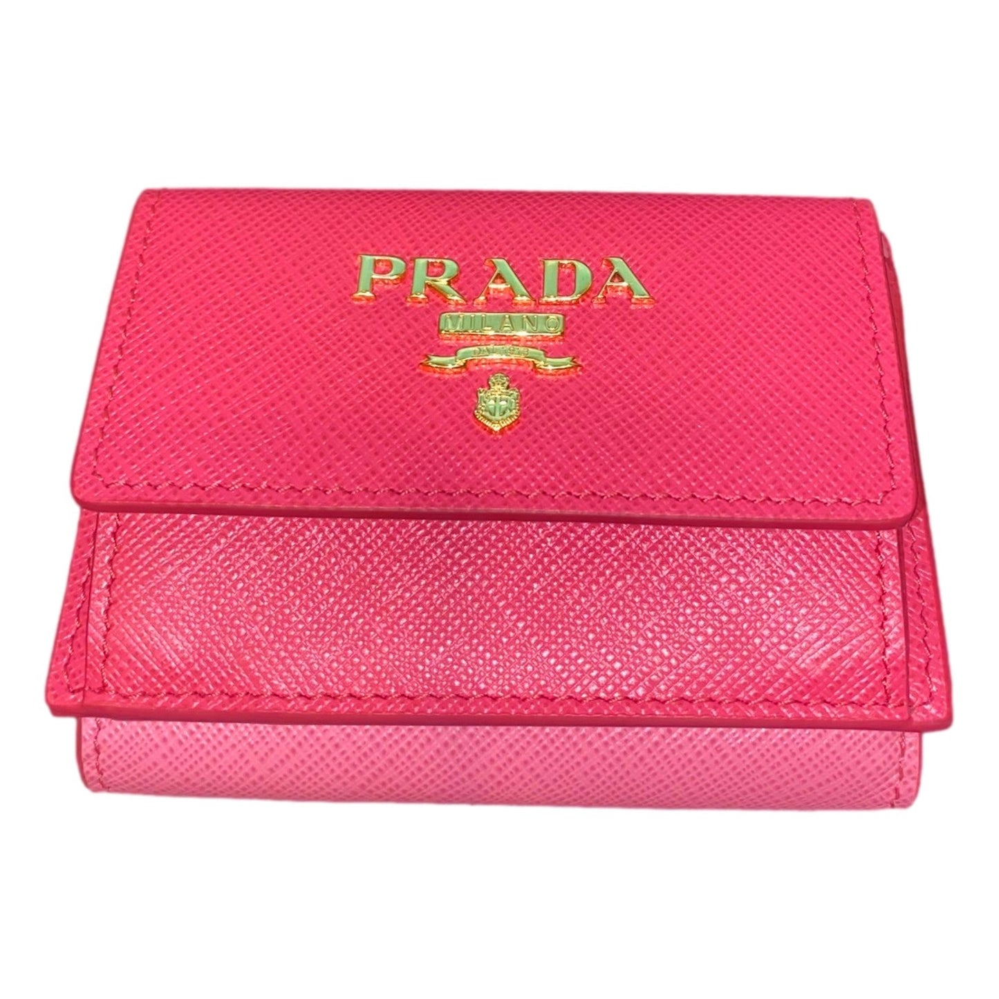 Luxury PradaTwo-Toned Pink Tri-Fold Saffiano Wallet