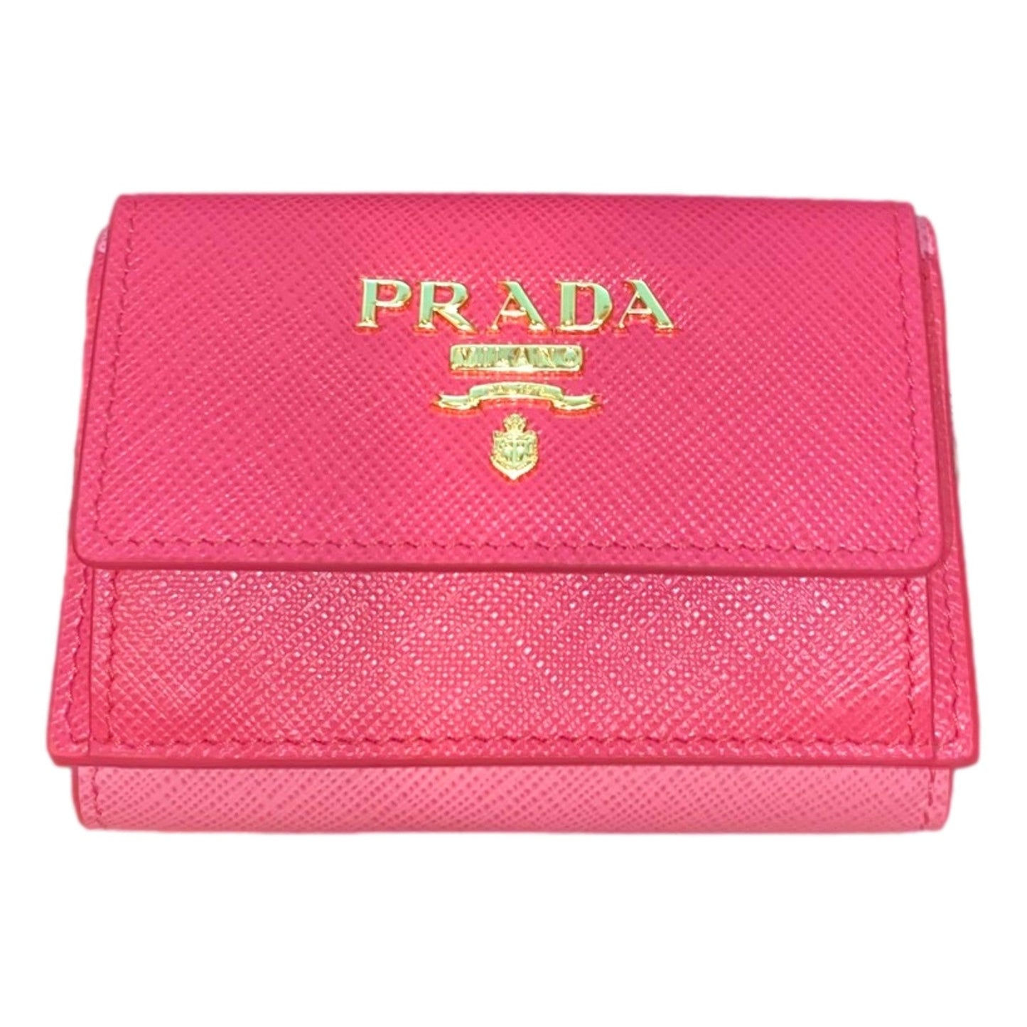 Luxury PradaTwo-Toned Pink Tri-Fold Saffiano Wallet