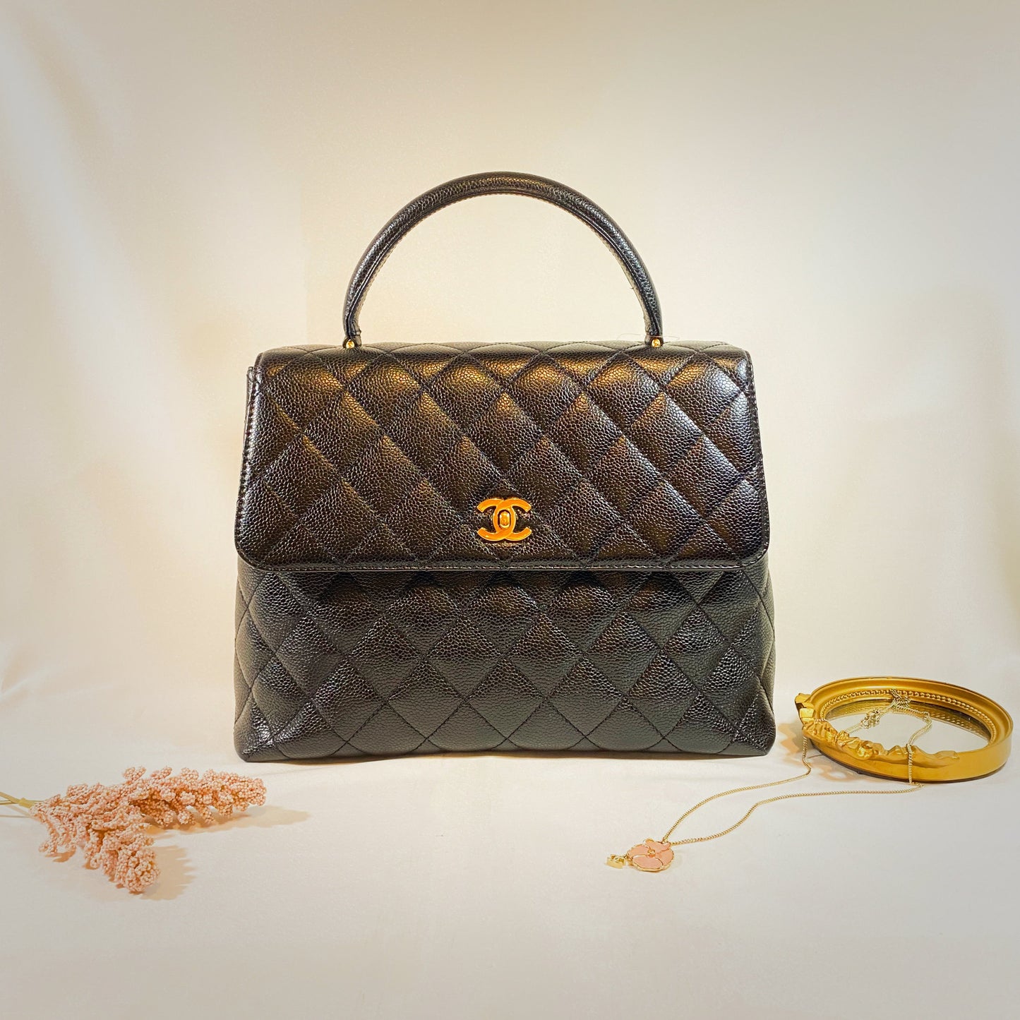 No.2209-Chanel Vintage Caviar Kelly Handle Bag