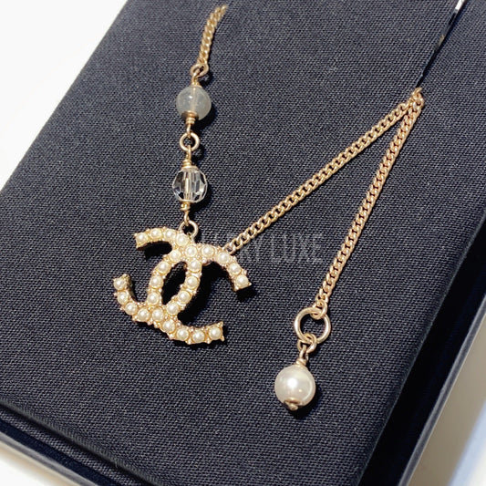 No.3380-Chanel Pearl Coco Mark Necklace
