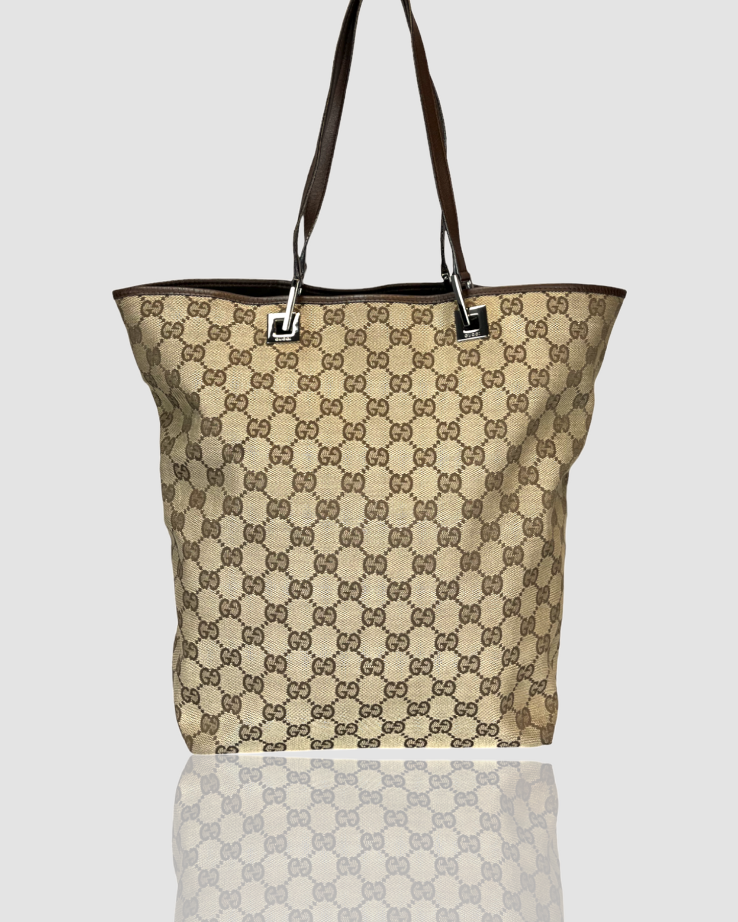 Luxury Gucci Jacquard x Leather Tote