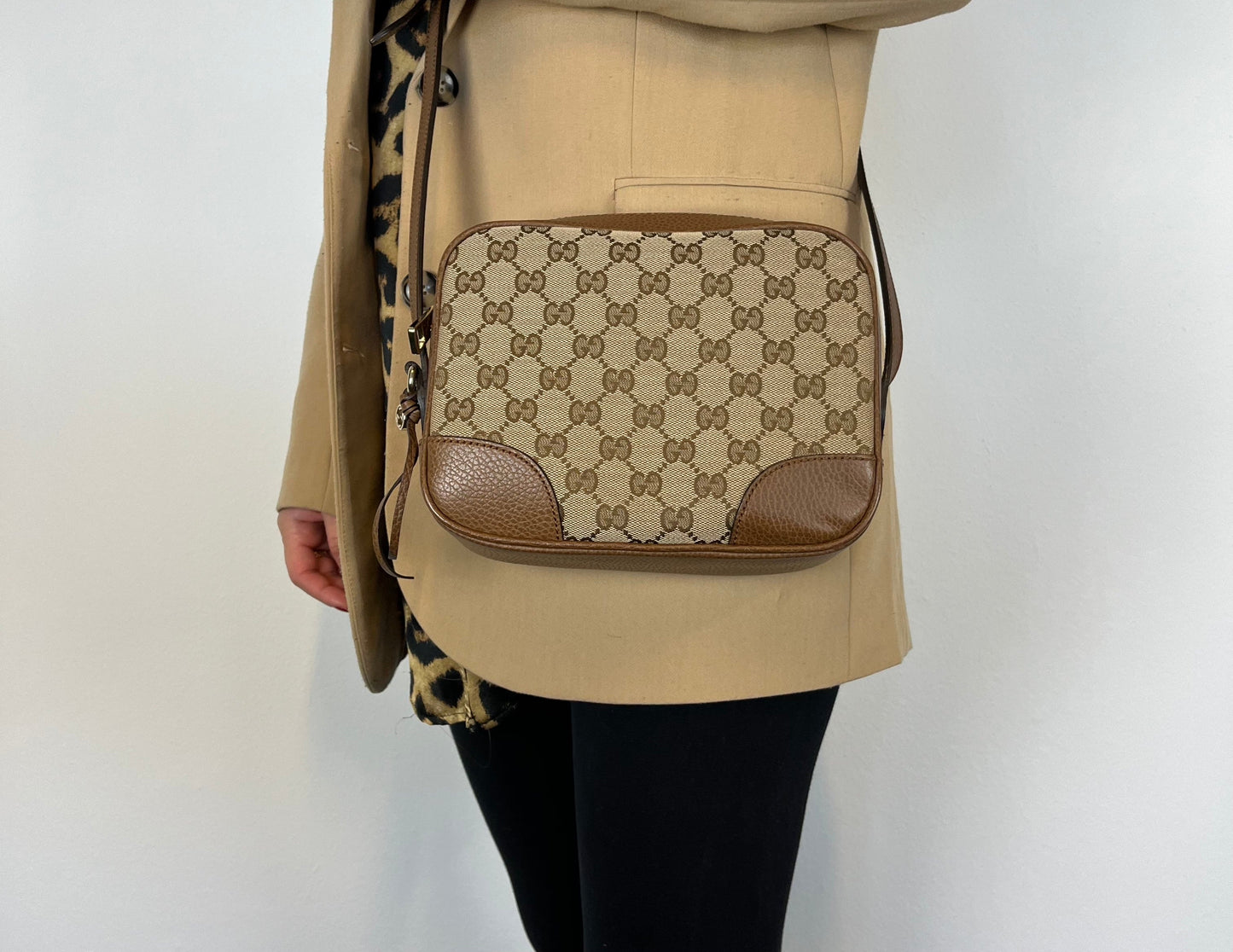 Luxury Gucci Jacquard x Leather Beige Brown