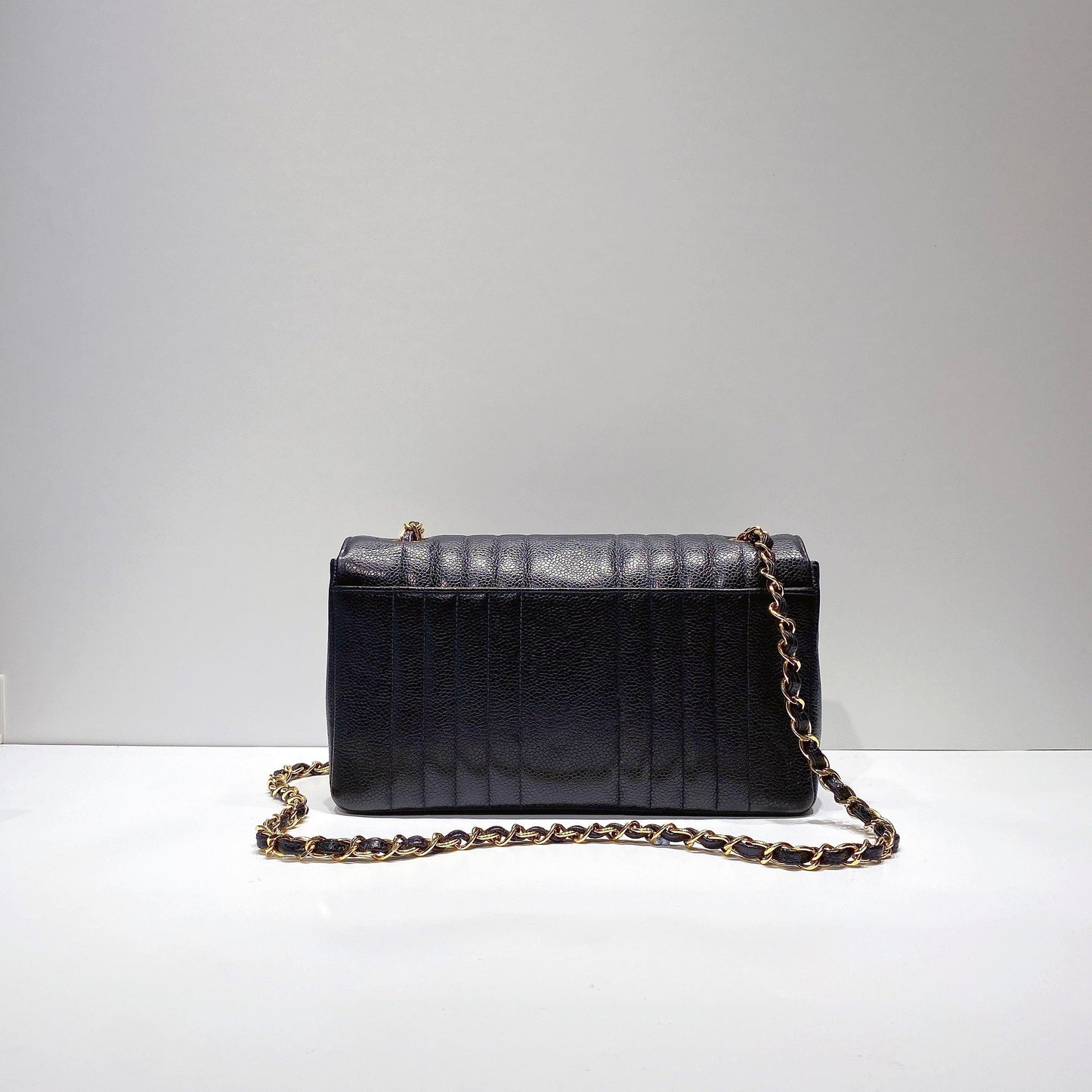 No.3503-Chanel Vintage Caviar Vertical Classic Flap Bag 25cm