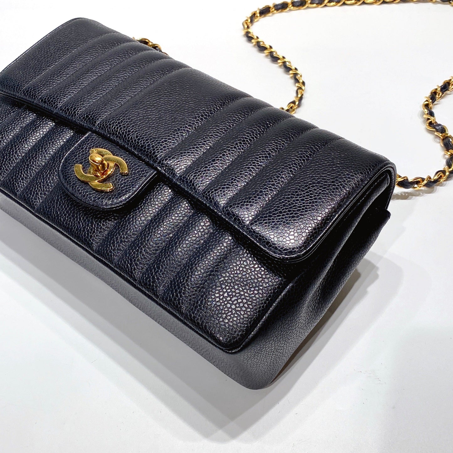 No.3503-Chanel Vintage Caviar Vertical Classic Flap Bag 25cm