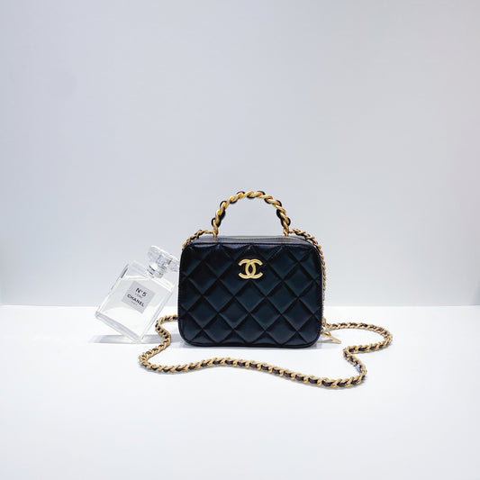 No.001517-1-Chanel Lambskin Small Handle Vanity Case