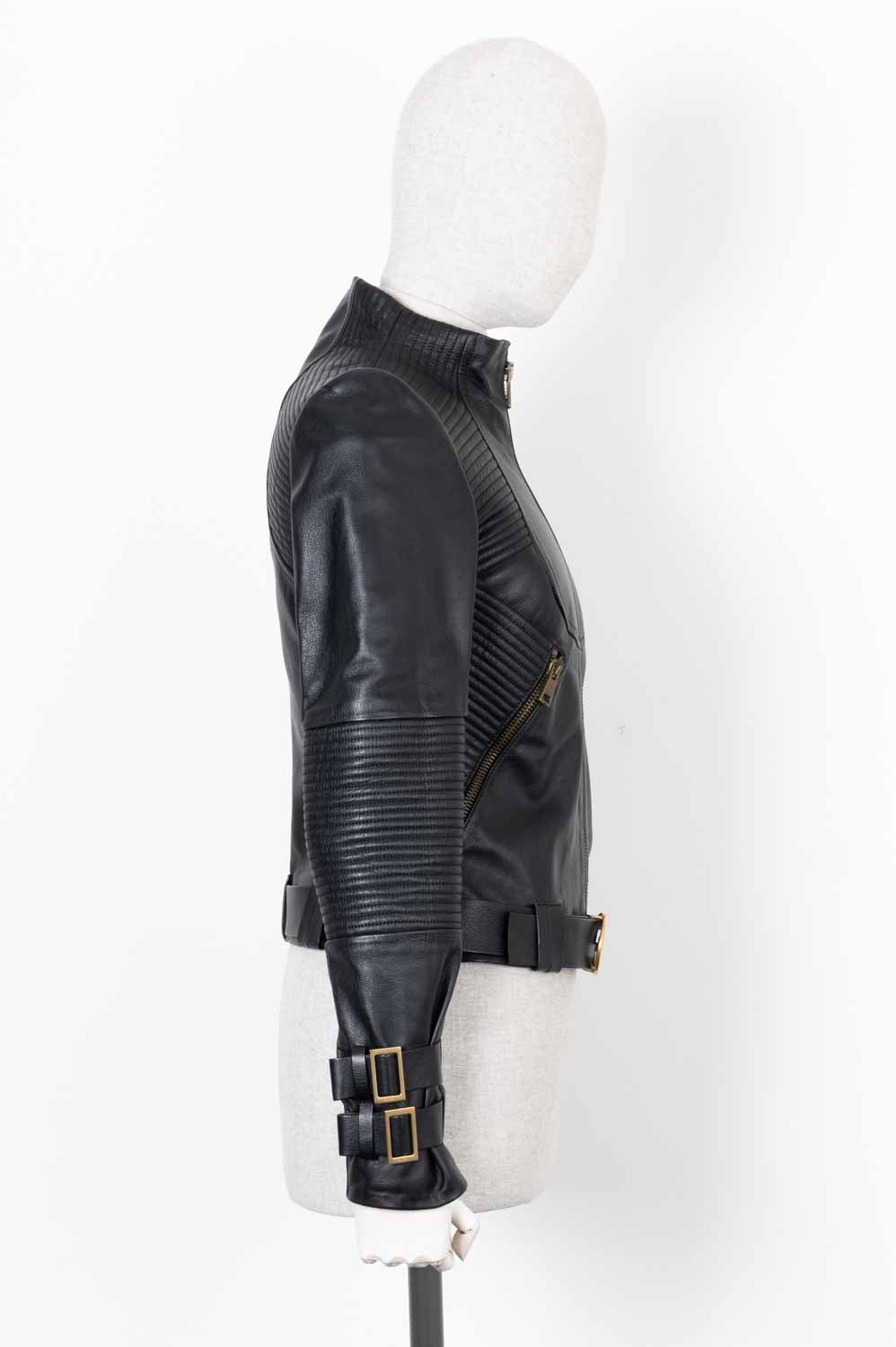 Luxury Gucci Trending 2025 GG Biker Jacket Leather Black