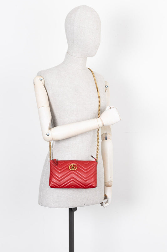 Luxury Gucci Trending 2025 Marmont Crossbody Pochette Red