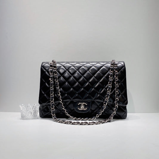 No.001312-2-Chanel Lambskin Single Flap Maxi Jumbo