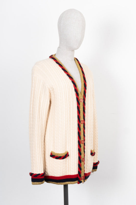 Luxury Gucci Trending 2025 Braided Knit Cardigan Beige