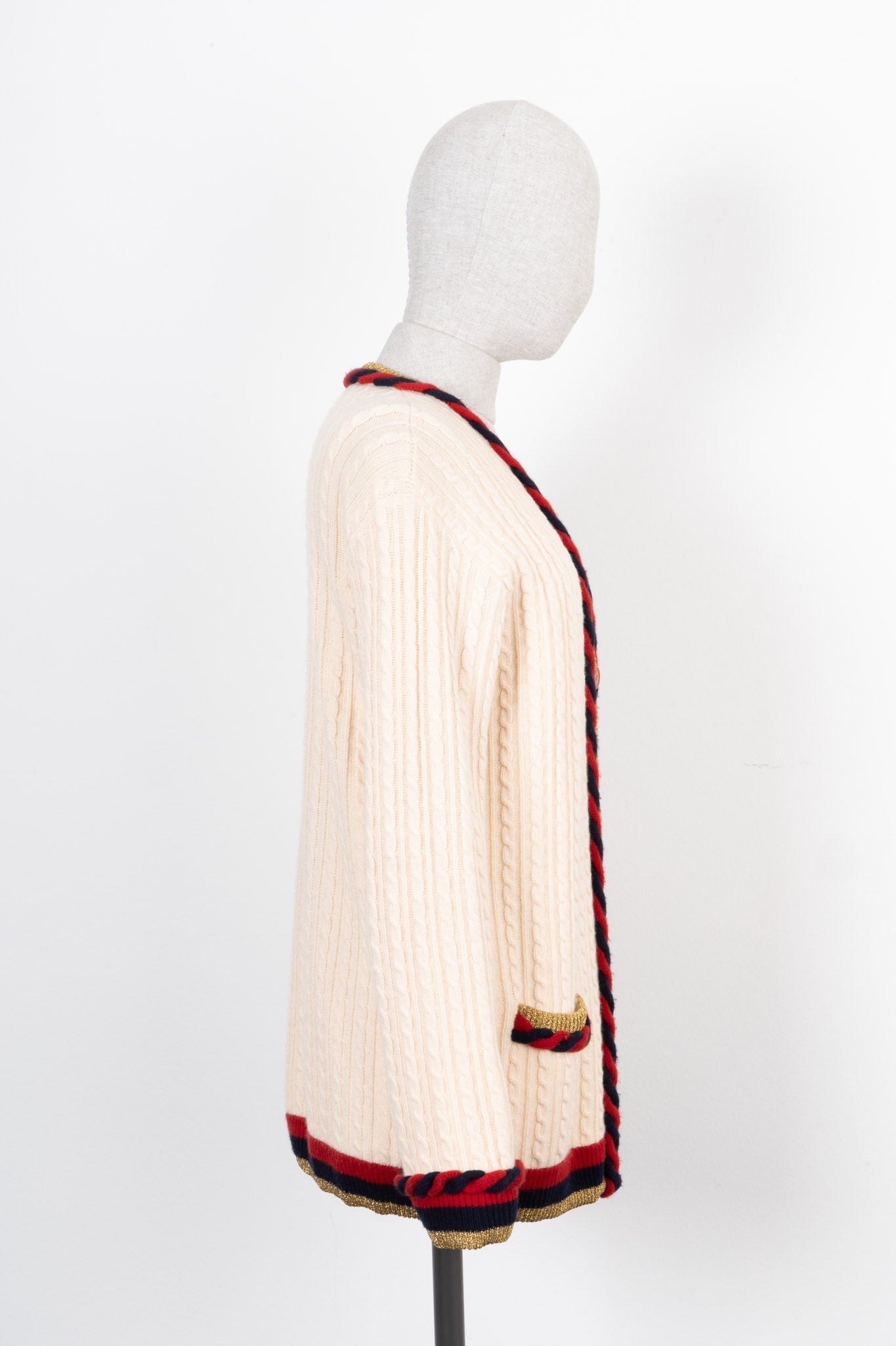 Luxury Gucci Trending 2025 Braided Knit Cardigan Beige
