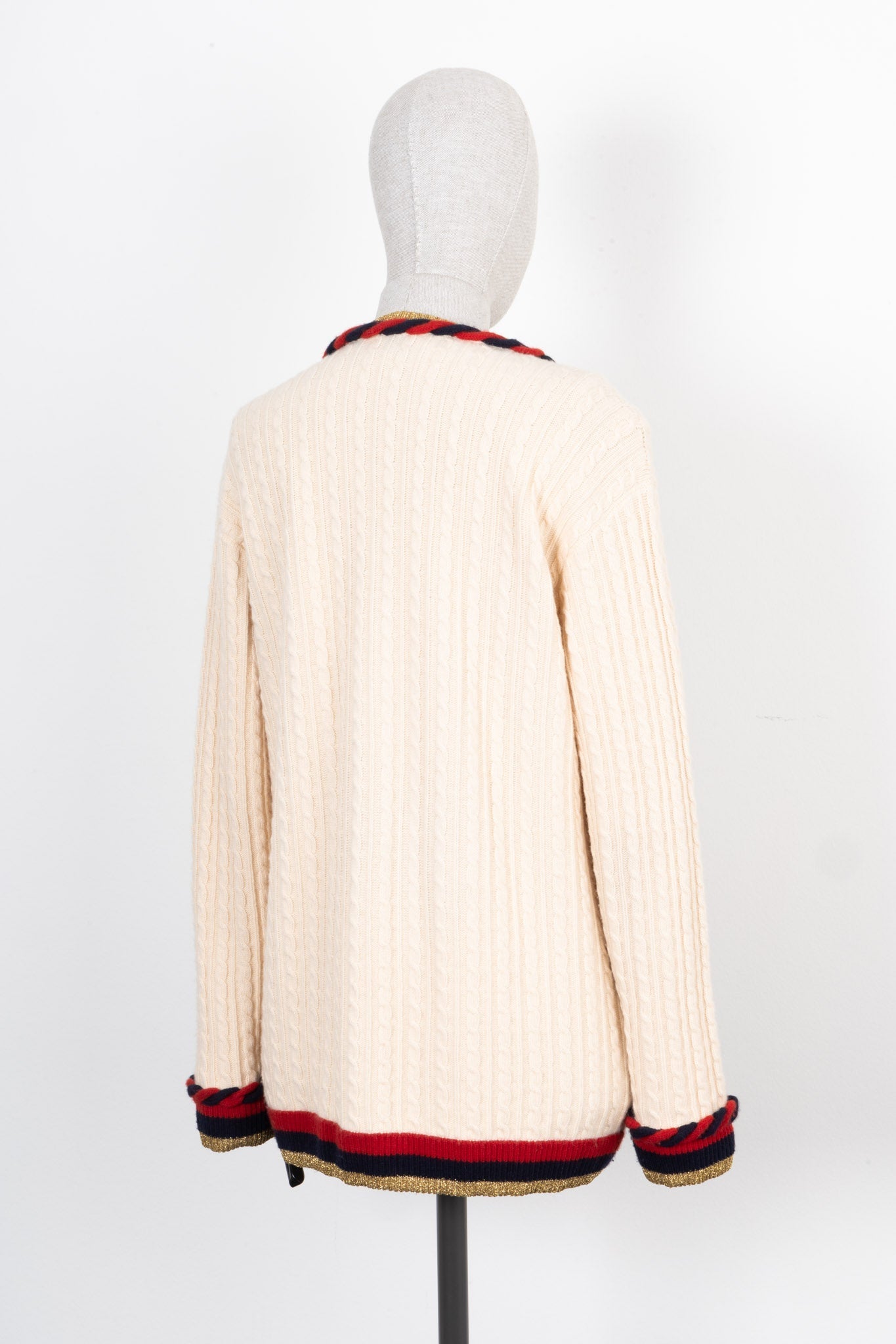 Luxury Gucci Trending 2025 Braided Knit Cardigan Beige