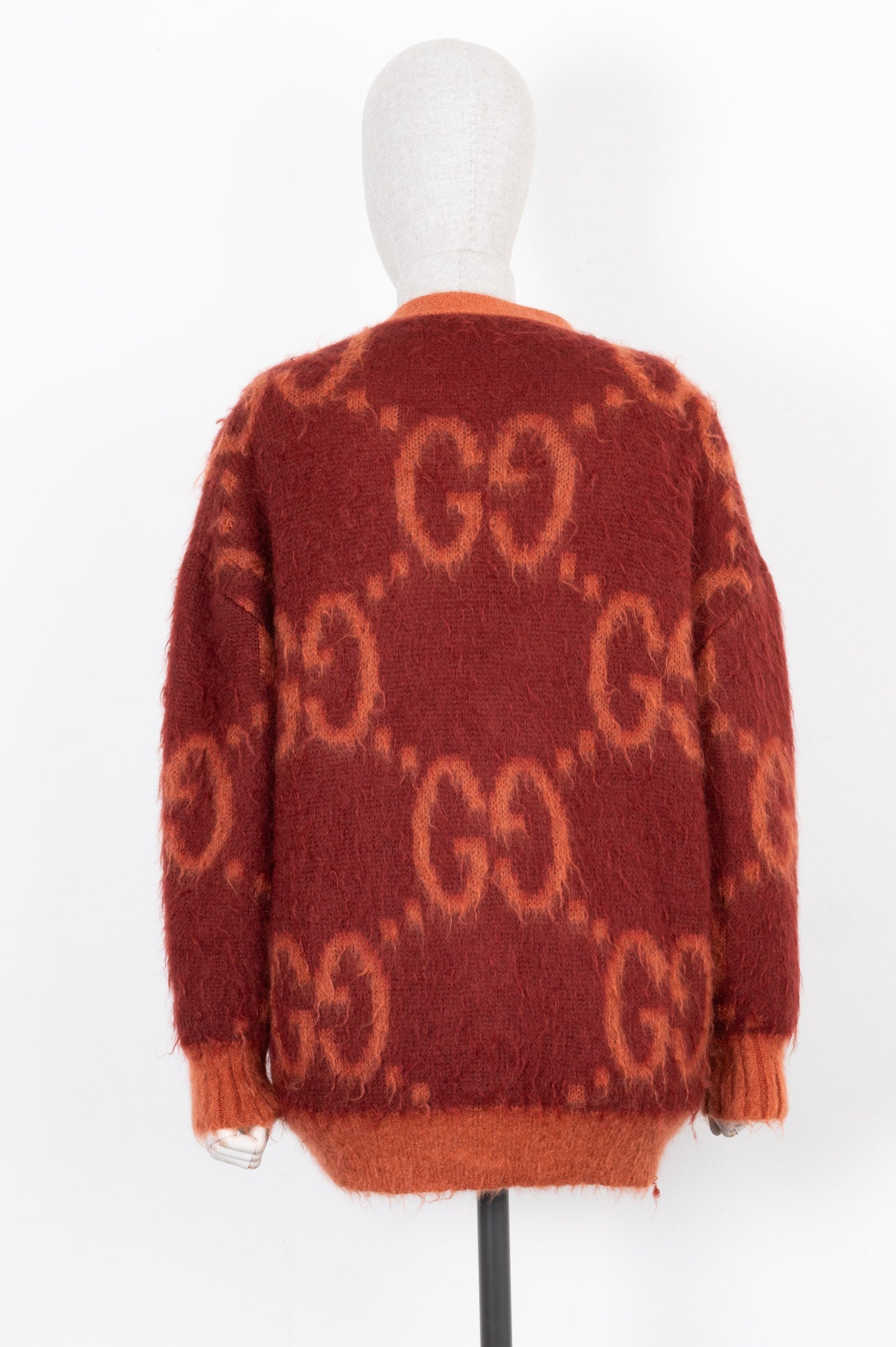 Luxury Gucci Trending 2025 GG Reversible Knit Cardigan Red Orange