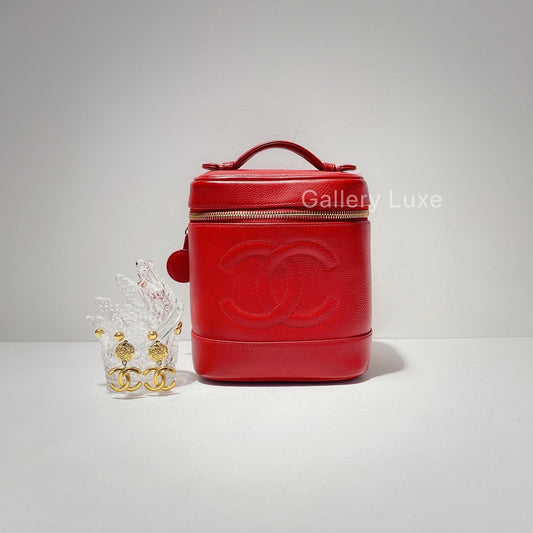 No.2328-Chanel Vintage Caviar Red Vanity Case