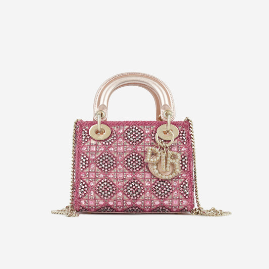 Luxury Dior Mini Lady Luxury Dior - Pink Crystal Beaded