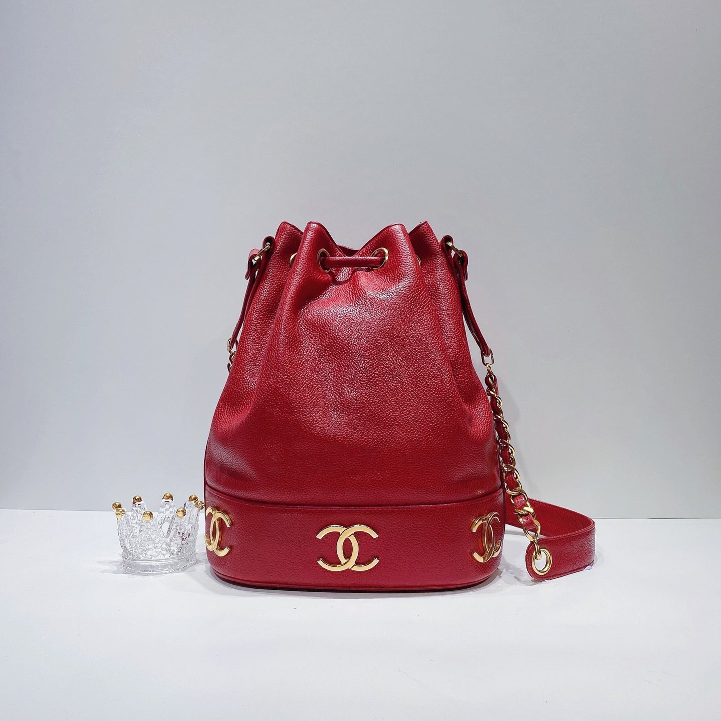 No.3550-Chanel Vintage Triple CC Caviar Bucket Bag