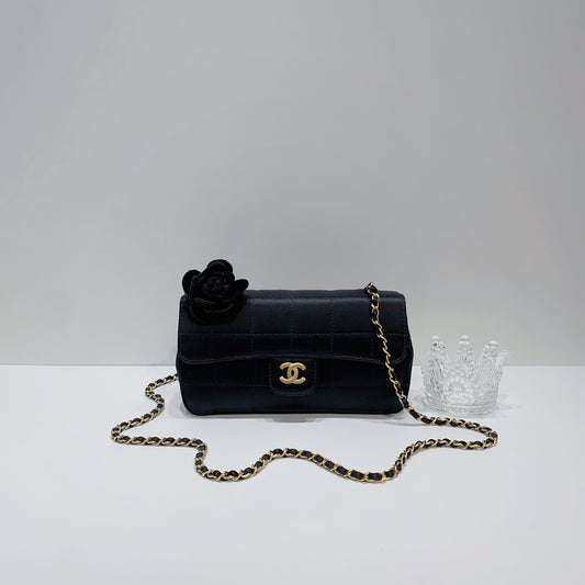 No.3827-Chanel Vintage Satin Camellia Mini Flap Bag