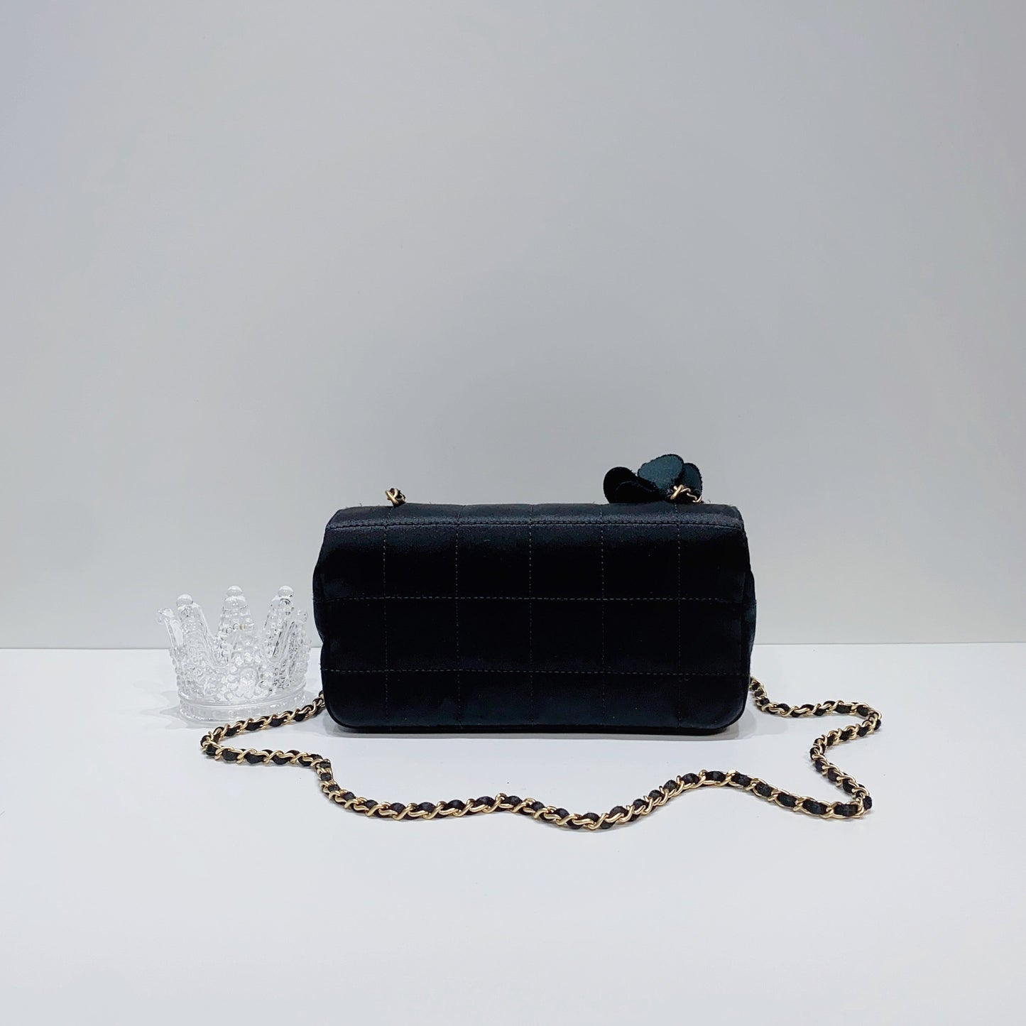 No.3827-Chanel Vintage Satin Camellia Mini Flap Bag