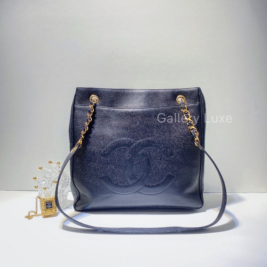 No.2679-Chanel Vintage Caviar Turn Lock Tote Bag