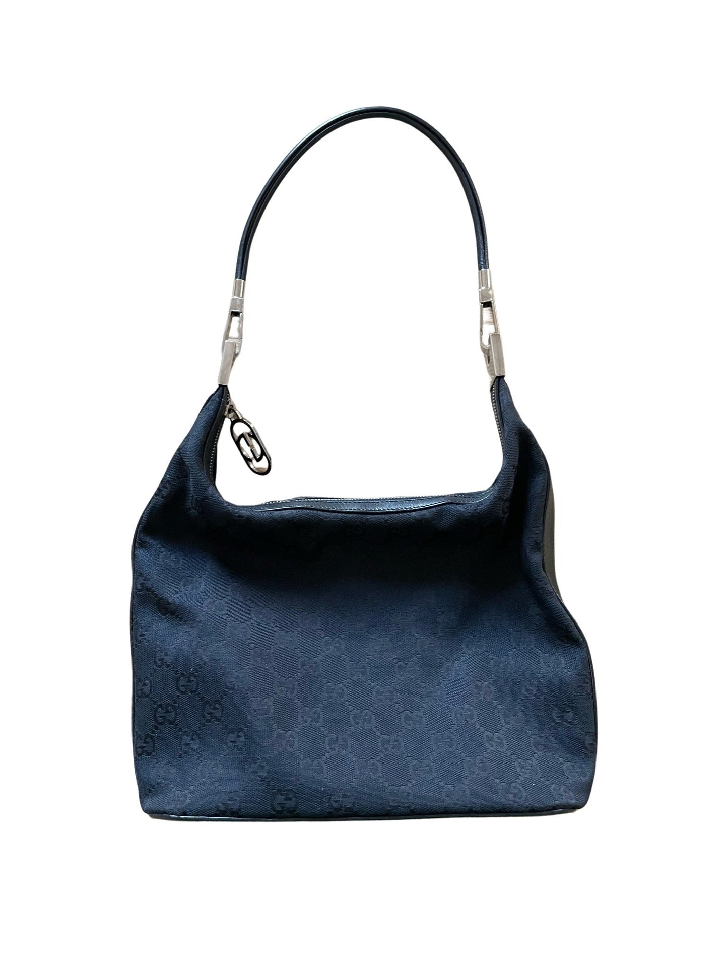 Luxury Gucci Black Jacquard Leather Shoulder Bag