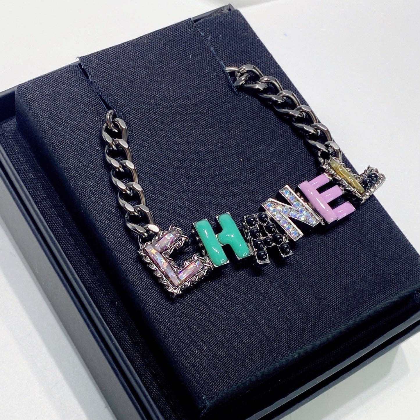 No.3427-Chanel Metal Logo Charm Necklace