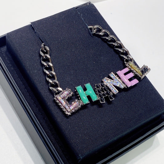 No.3427-Chanel Metal Logo Charm Necklace
