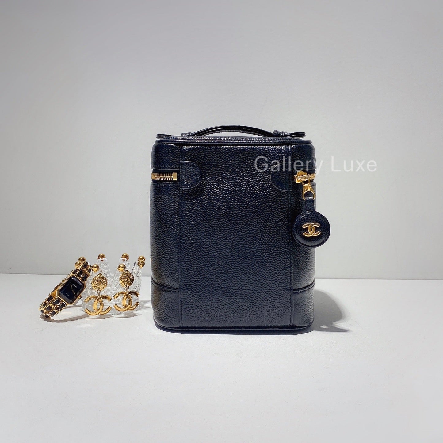 No.2445-Chanel Vintage Caviar Black Vanity Case