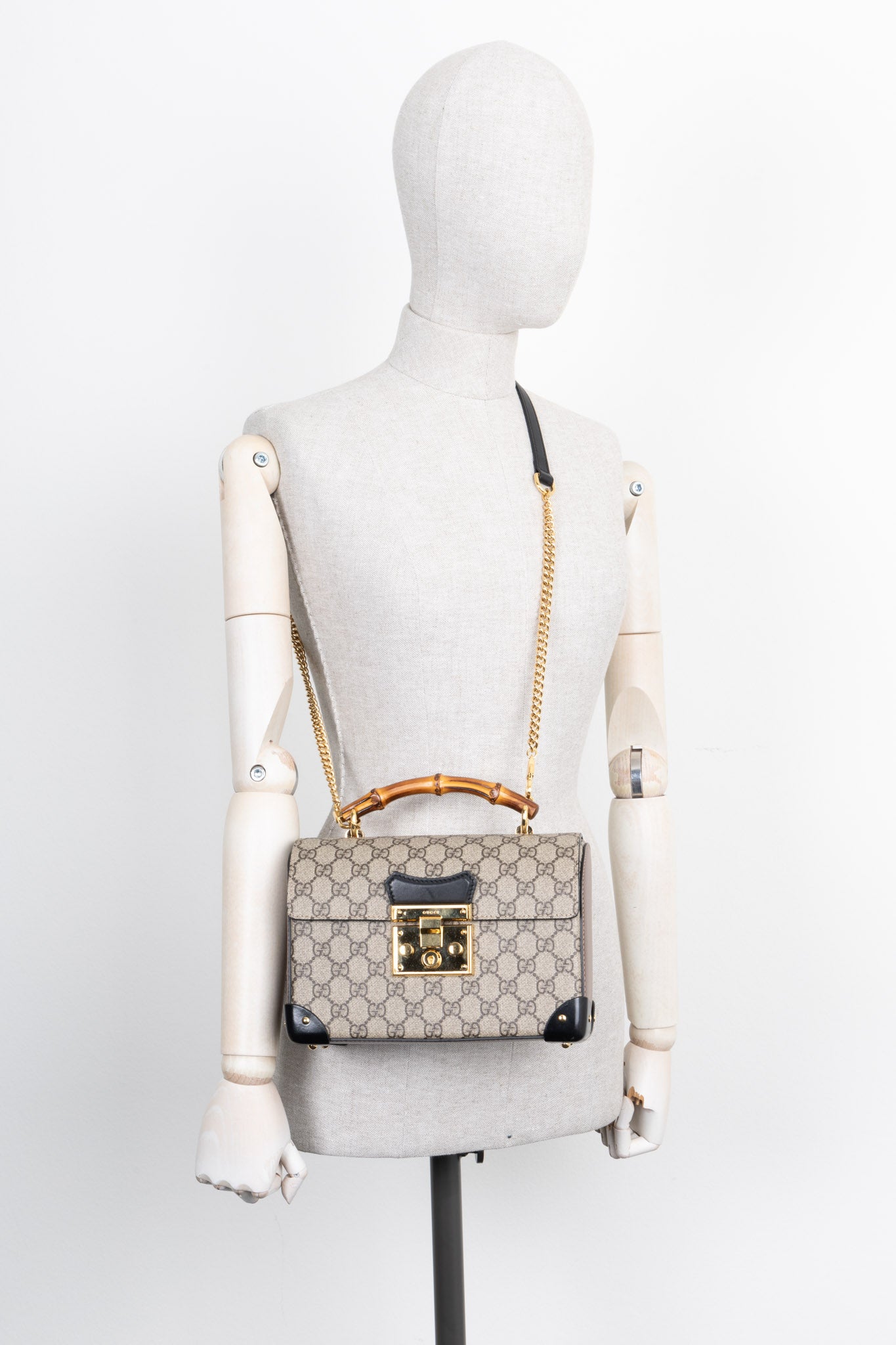 Luxury Gucci Trending 2025 Padlock Bamboo Bag GG Black Brown