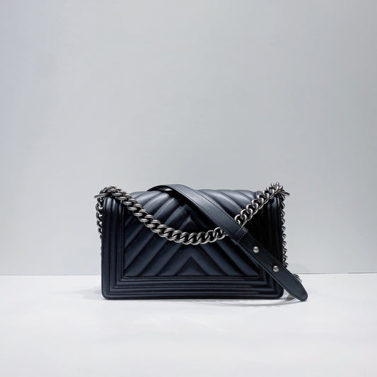 No.3590-Chanel Calfskin Chevron Boy 25cm