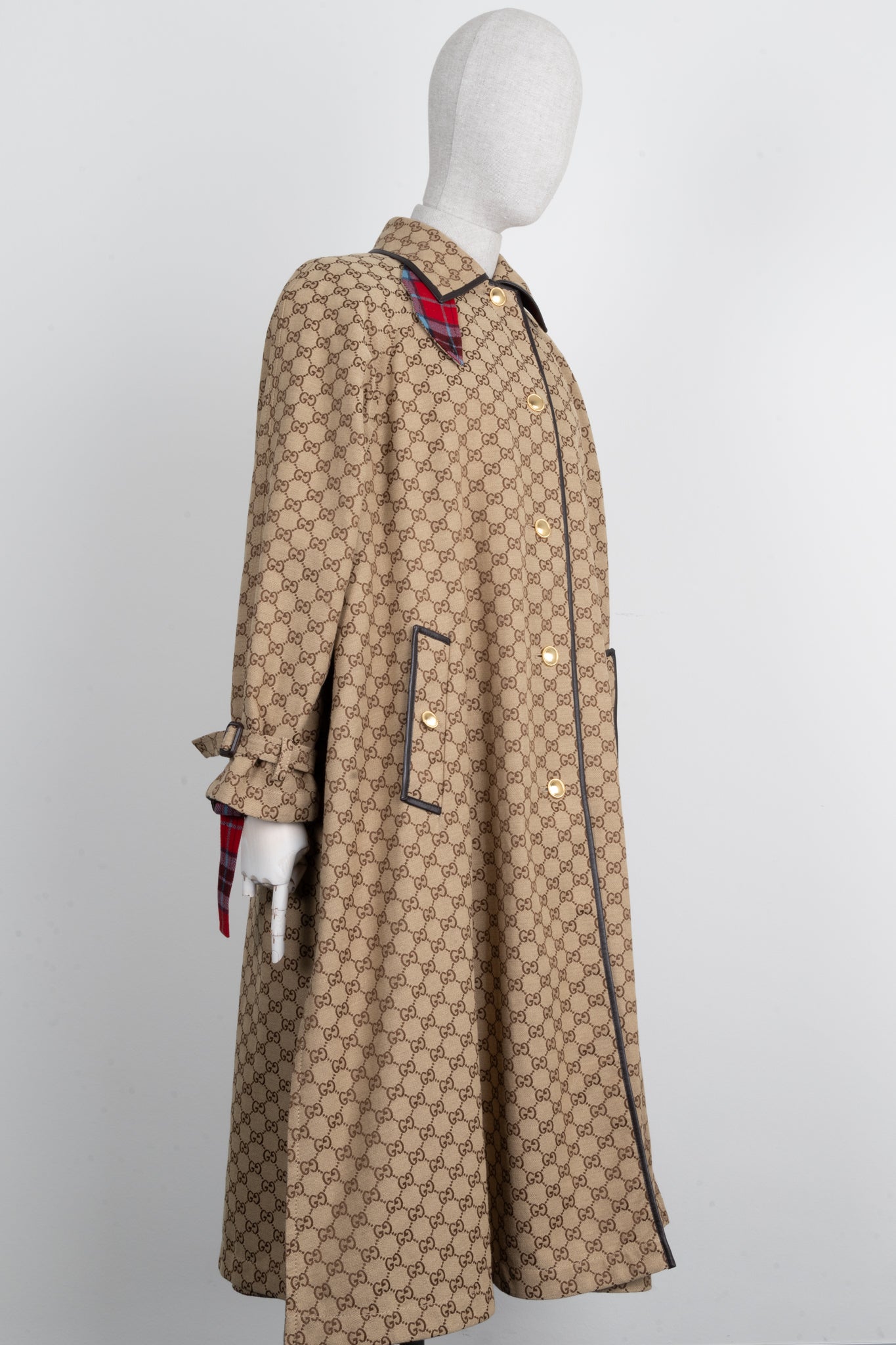 Luxury Gucci Trending 2025 Reversible GG Tartan Coat Brown