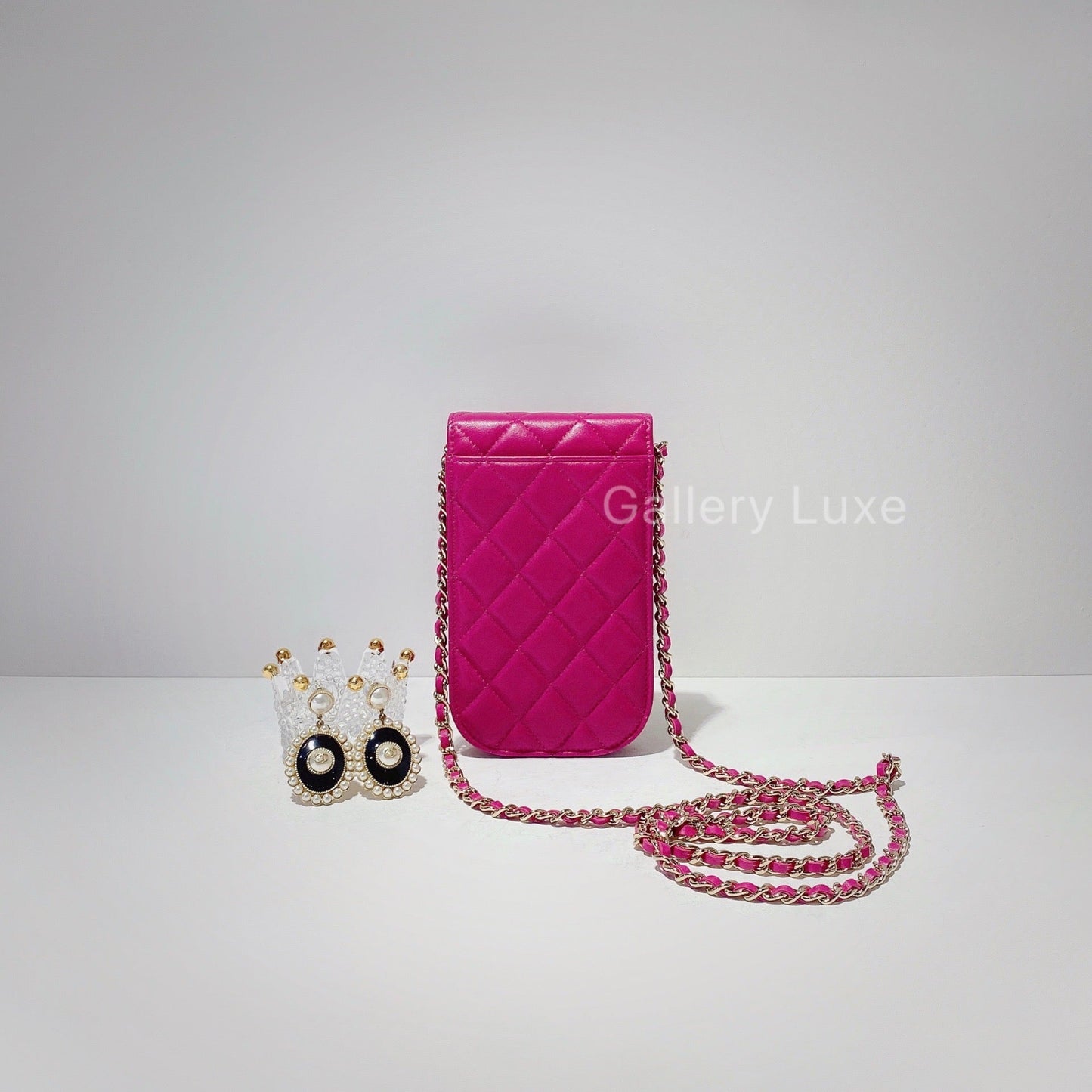 No.001470-2-Chanel Lambskin Phone Holder with Chain